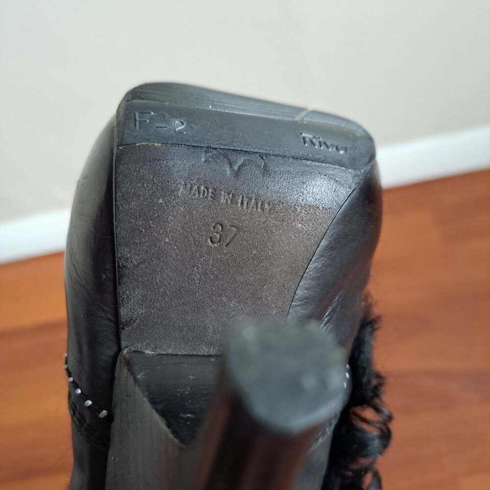 Roberto Cavalli Real Fur Leather Boots with Buckles Size 37 - Picture 15 of 16